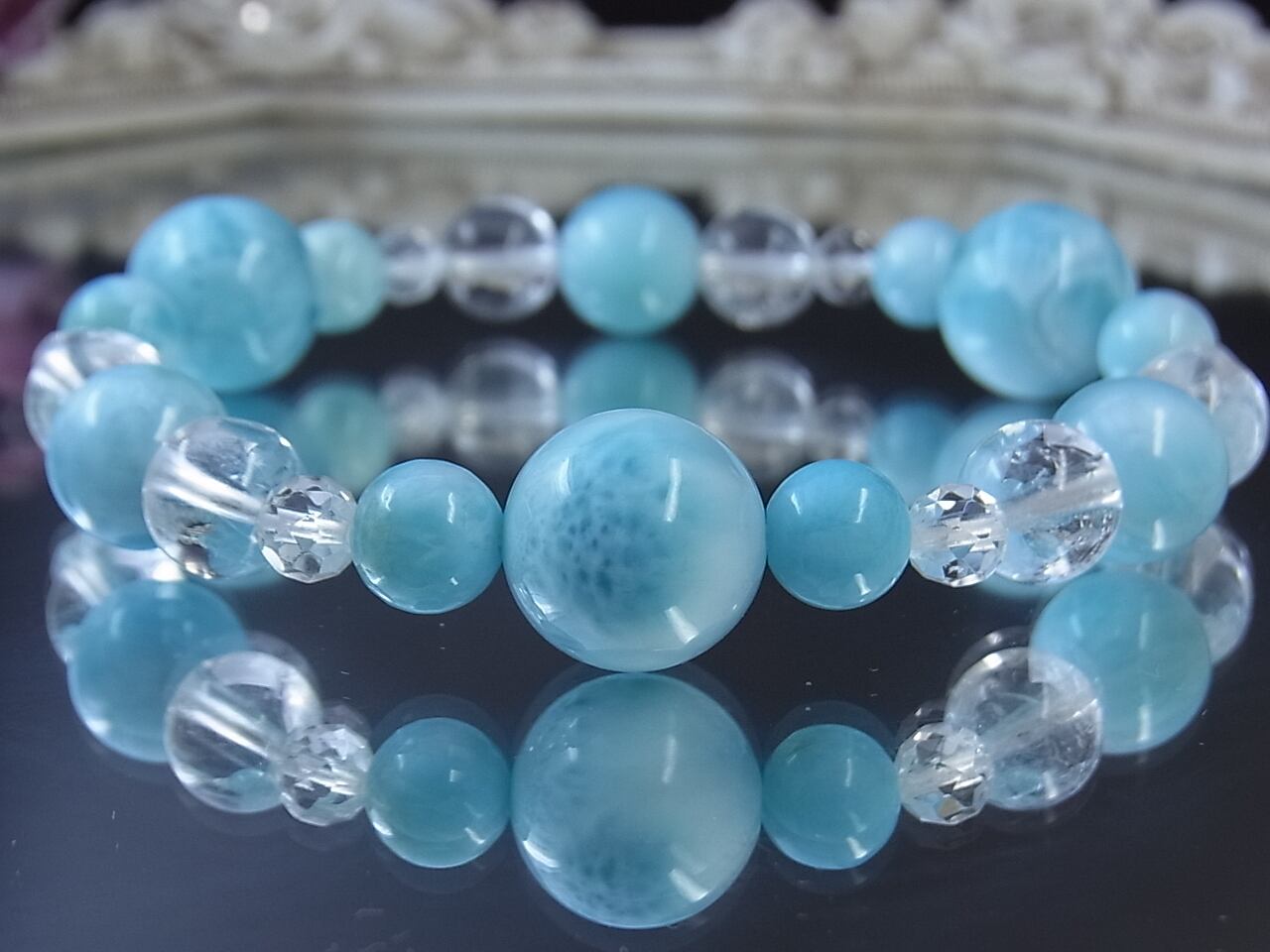 【良質】うるぷるラリマー １３㎜　ブレスレット　美品　ブルーペクトライト 良質】うるぷるラリマー 13㎜ブレスレット美品ブルーペクトライト