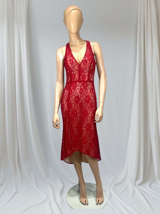 VESTIDO DE MIMI PINZON　ミロンガ用　赤レースワンピース