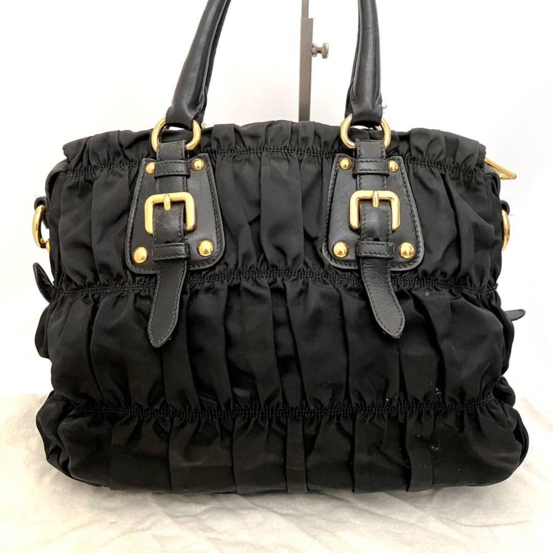 1998 極美品○ プラダ テスートゴーフル 2WAY ハンドバッグ ギャザー  