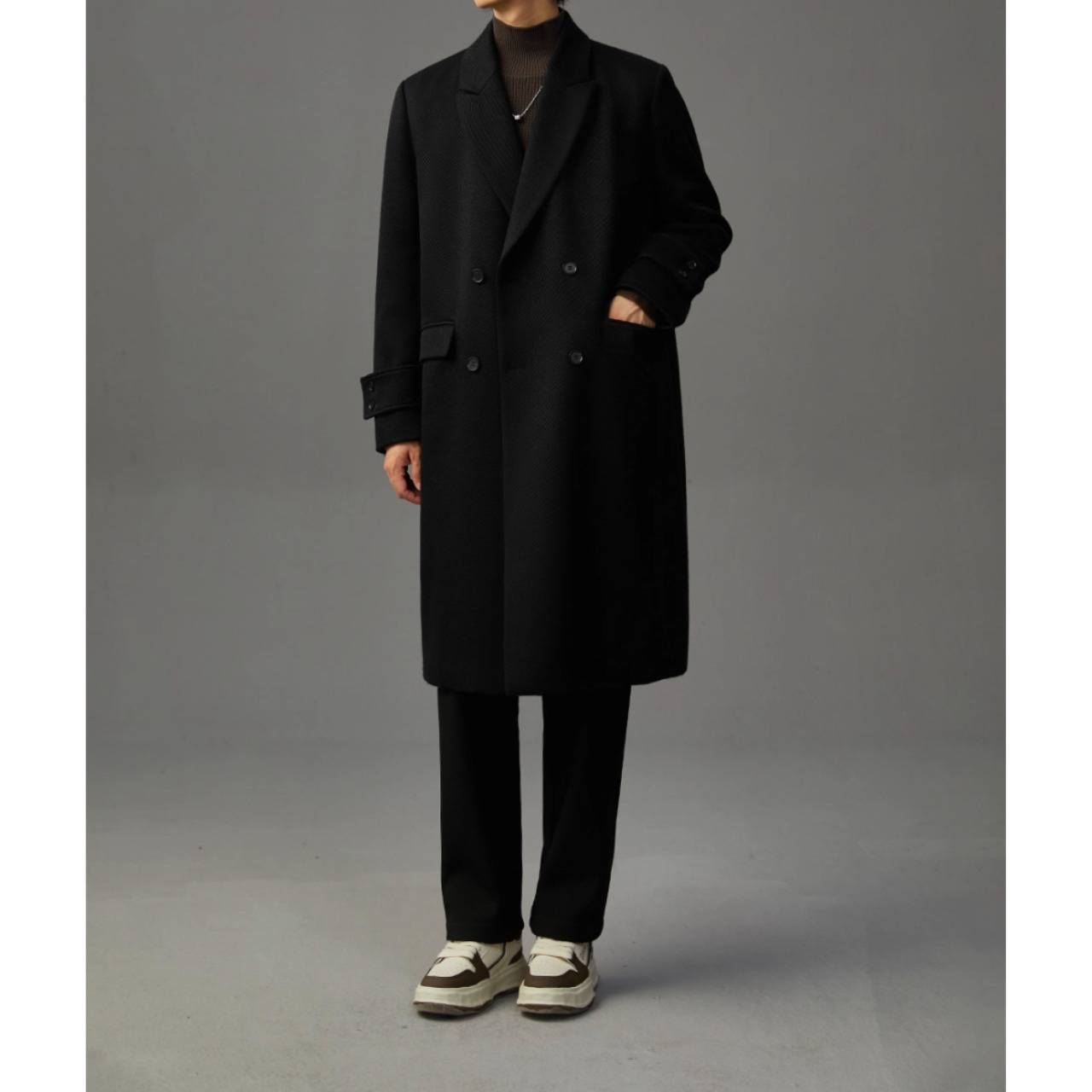 ダブルブレスト ロング丈 オーバーサイズコート af0397