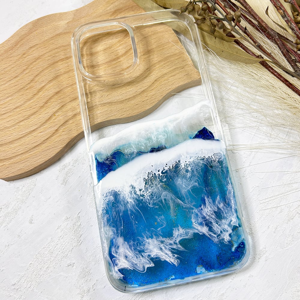 iPhone13/14】アルコールインクアートスマホケース(海アート) | HAPPY