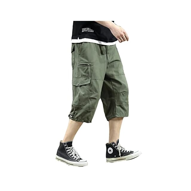 3XL 緑 アーミーグリーン サルエルパンツ メンズ ハーフパンツ
