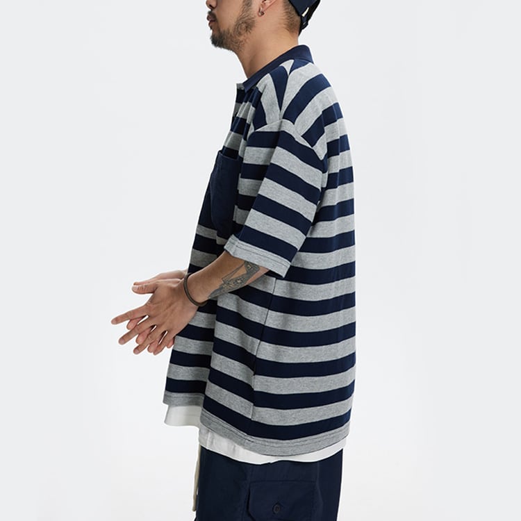 ★RETRO STRIPED POLO SHIRT　　　A0477