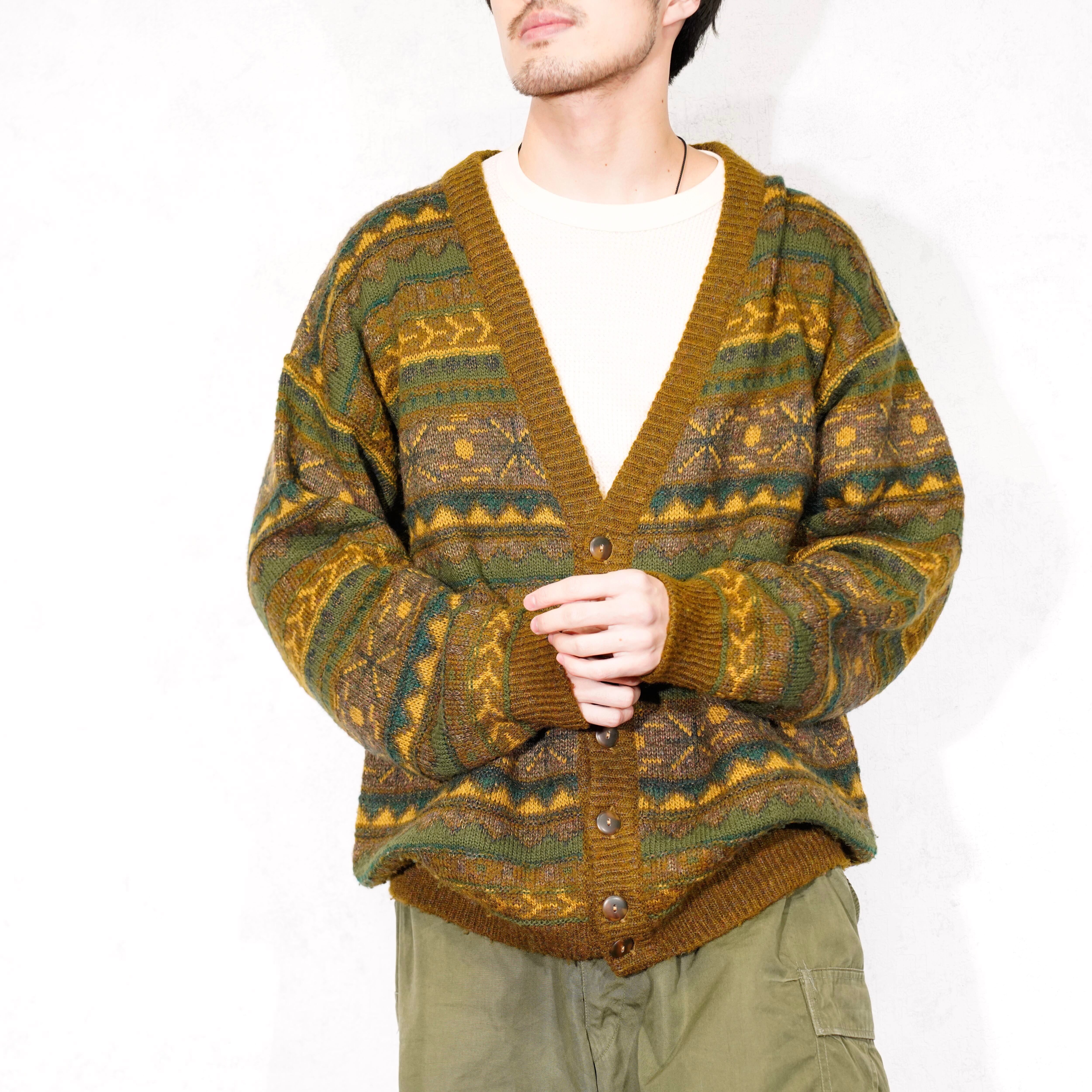'イタリア製 80s 70s ヴィンテージ ヨーロッパ カーディガン チェック 5550b09f243af28876ecb422627e06