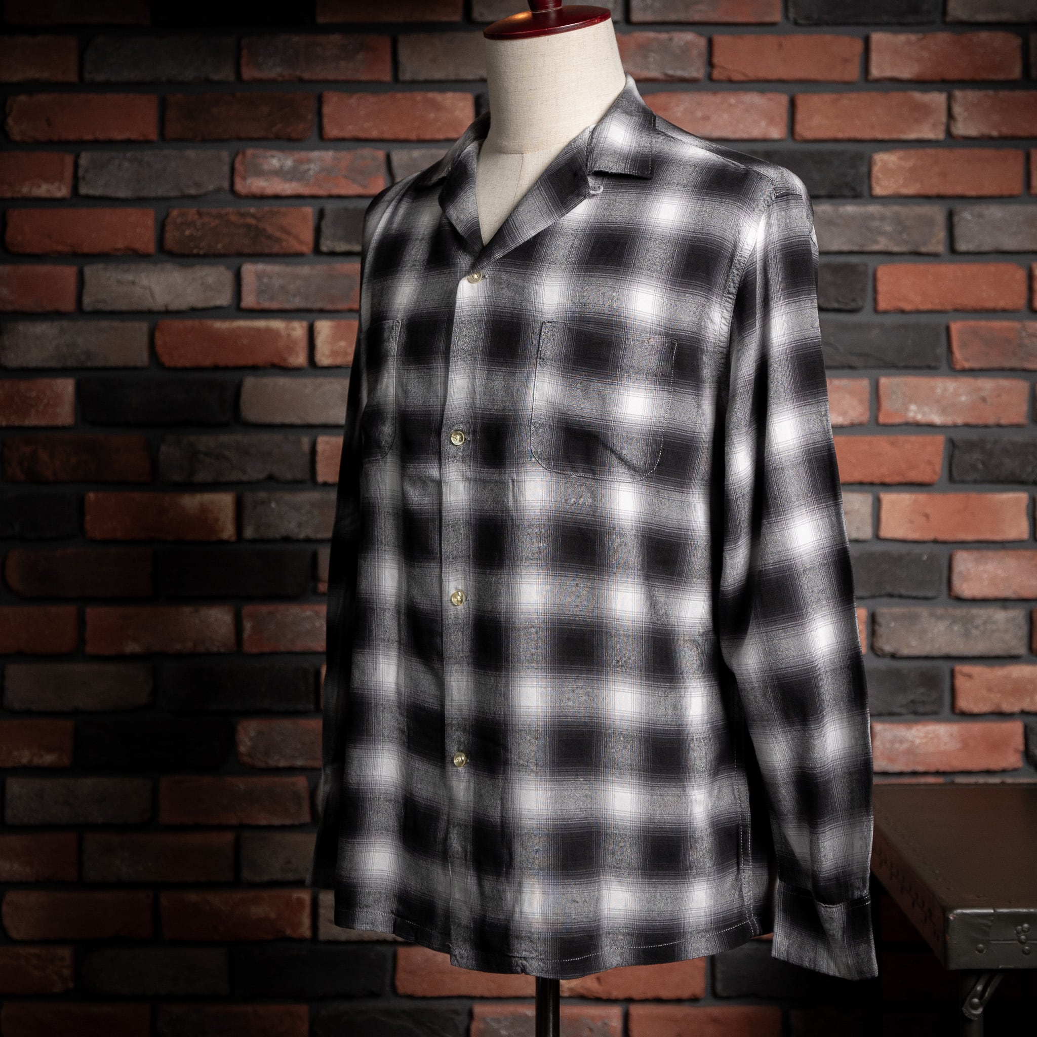 【TOWN CRAFT】 "BLACK" 60s Ombre Loop Collar Shirt 新品 タウンクラフト オンブレシャツ プレミアム ブラック 黒