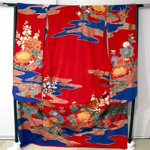 振袖・赤地・梅・牡丹・雲・No.181117-13・梱包サイズ80