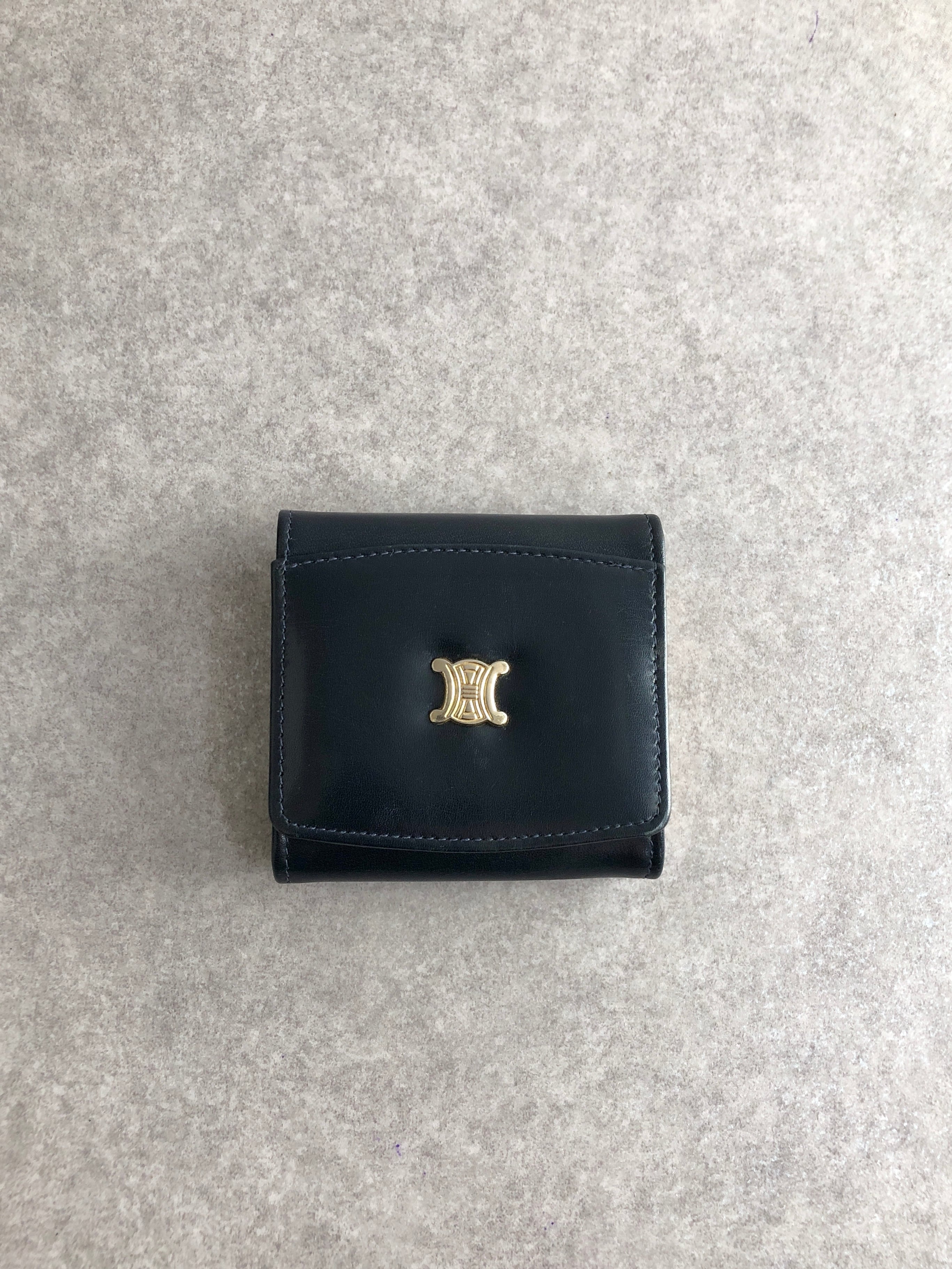 CELINE セリーヌ 財布 ブラック トリオンフ レザー コインケース