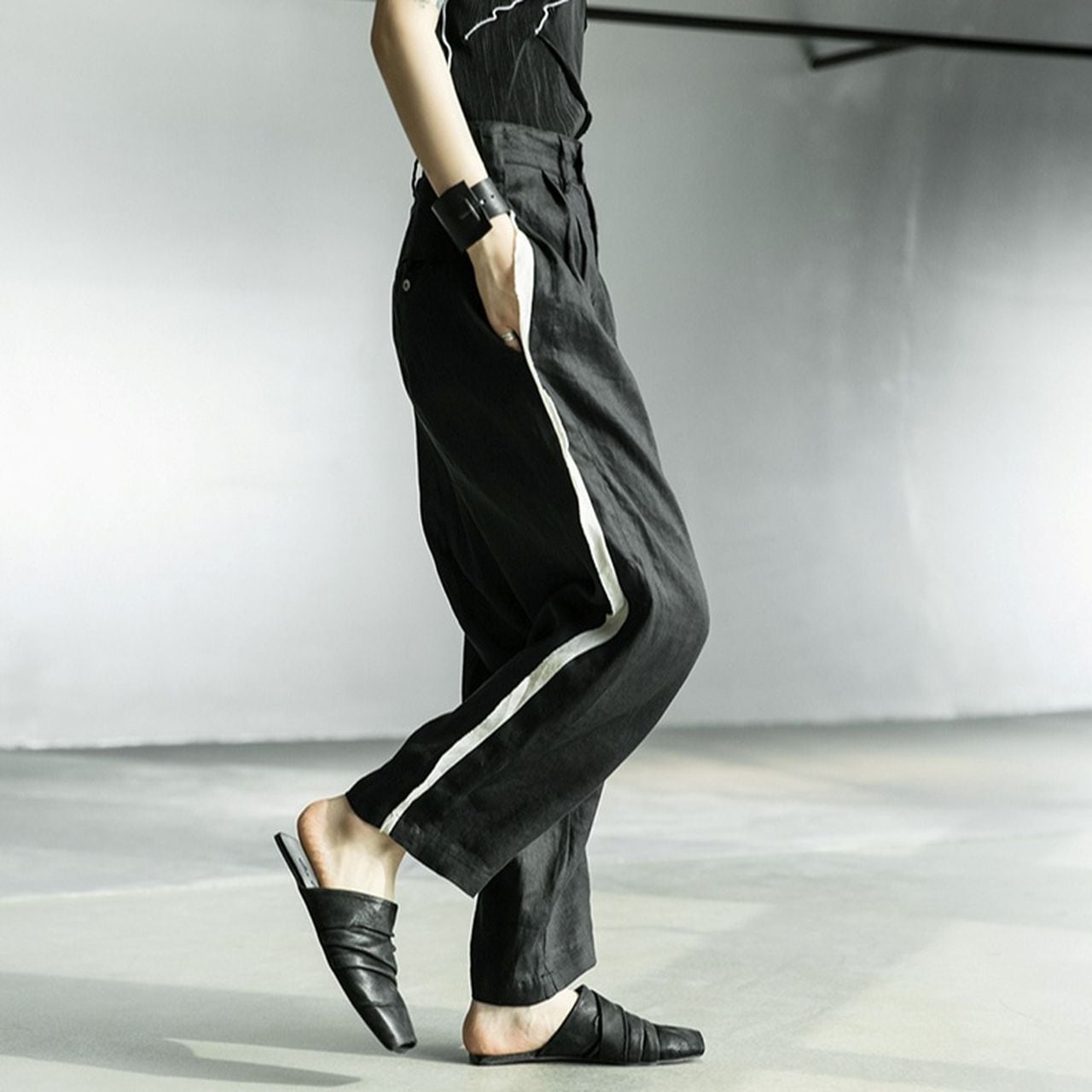 Side Line Loose Fit Wide Pants 00615