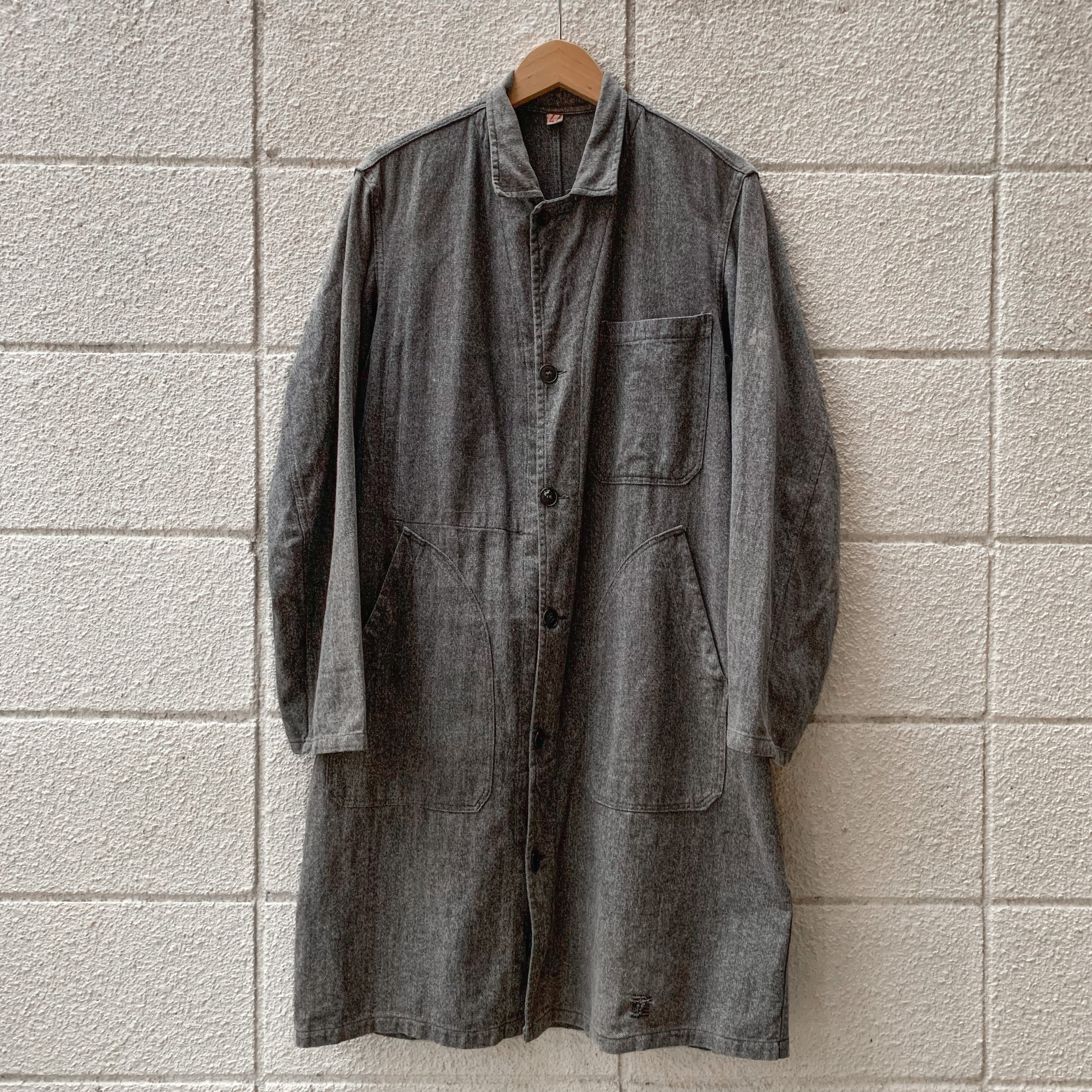 French Vintage Black Chambray Atelier Coat / フレンチワーク ...