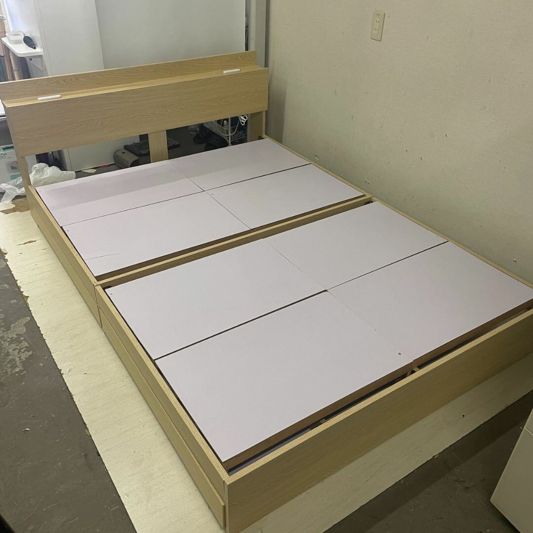 24565 ダブルベッドフレーム　木製　引出し・コンセント4口 もしも 24565 ダブルベッドフレーム 木製 引出し・コンセント4口 もしも D
