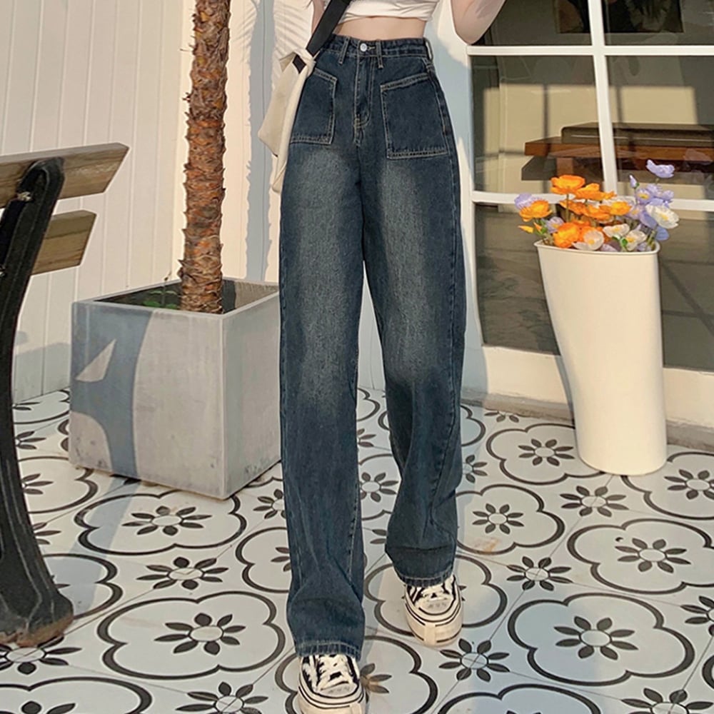 ハイウエスト ワイド ジーンズ レディース デニム パンツ レトロ 大人 きれいめ かわいい おしゃれ カジュアル ストリート 大人可愛い 大人女子