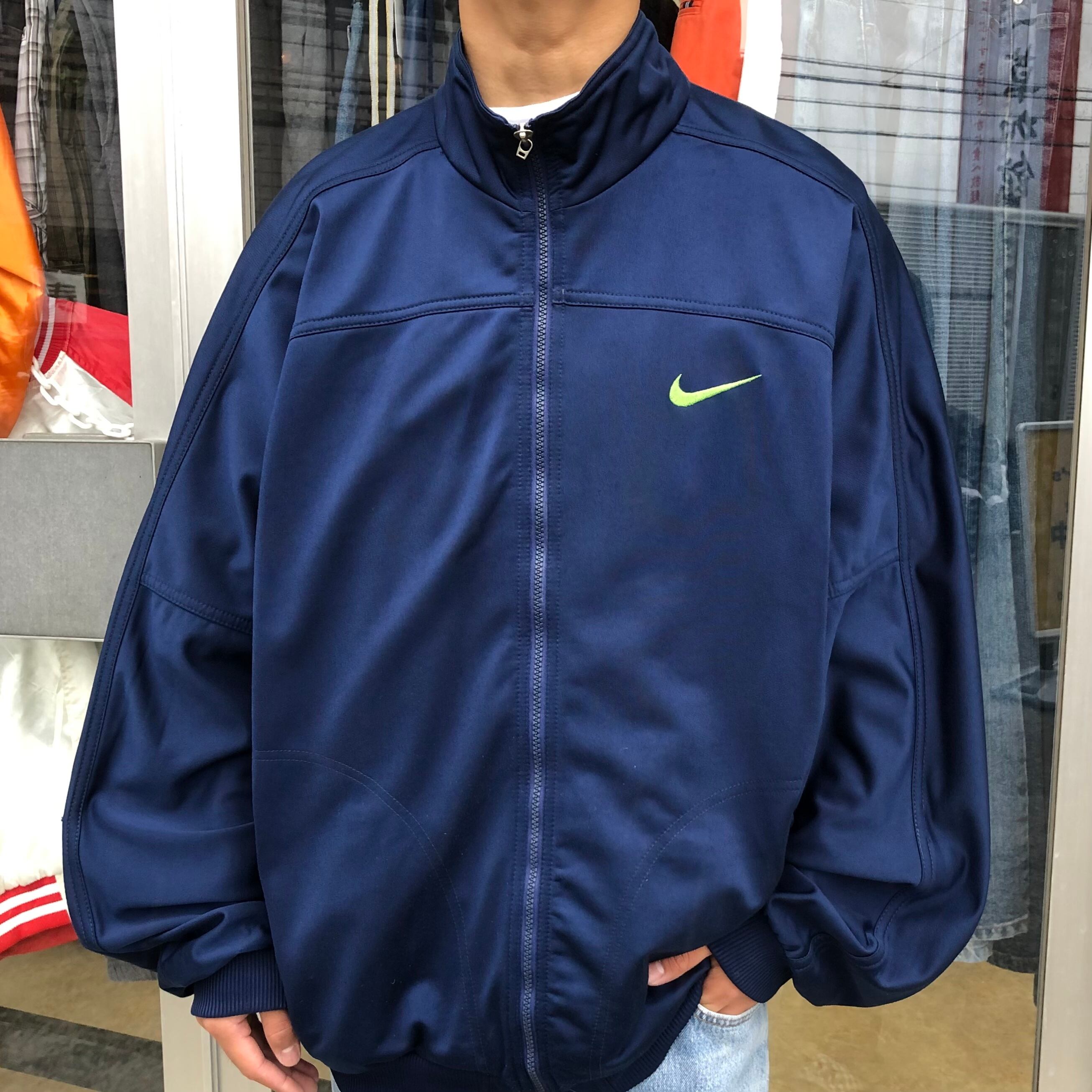 れはありま】 M〜L相当刺繍ロゴトラックジャケット緑黄nike. f05xb