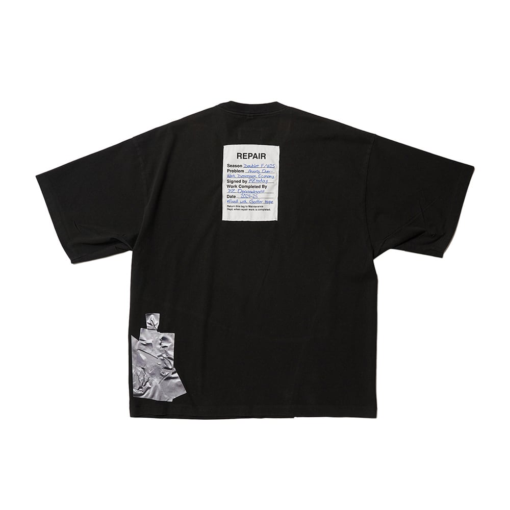 24AW】doublet GAFFER TAPE REPAIR T-SHIRT (BLACK) 24AW45CS351