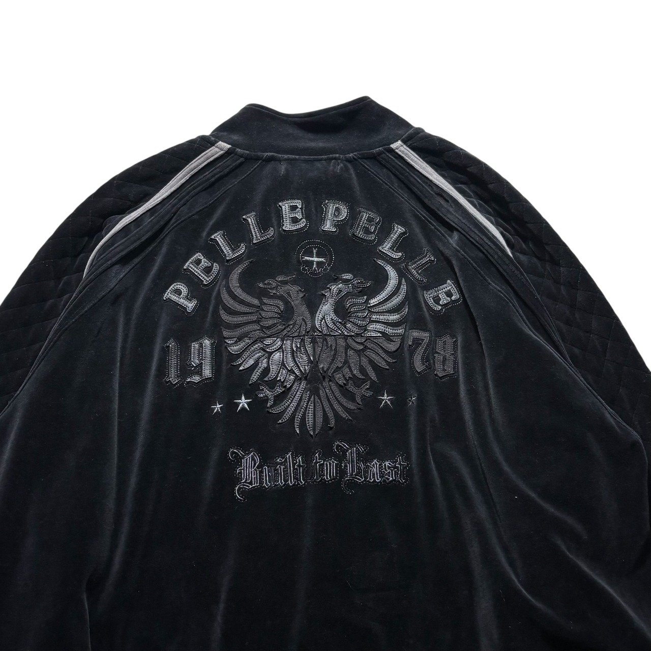 PELLE PELLE black velvet leather patched track jacket