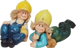 2体セットで可愛い寝そべり人形 置物 オブジェ レモン 10×6×高さ6cm レモンの帽子をかぶって愛くるしい表情がとても素敵でレモンの妖精のよう エンプレットベール