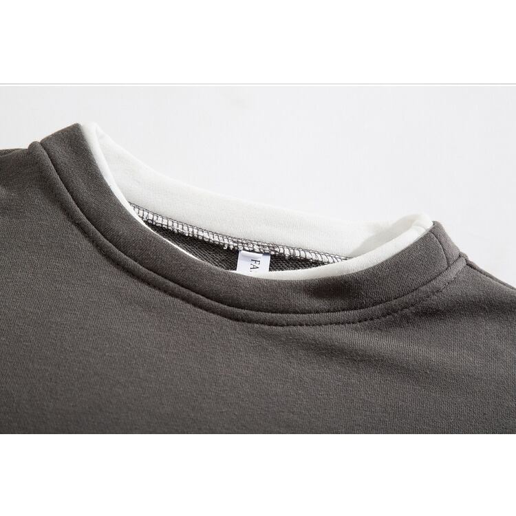 ★FAKE TWO PIECE STITCHED ROUND NECK TRAINER　　　07240