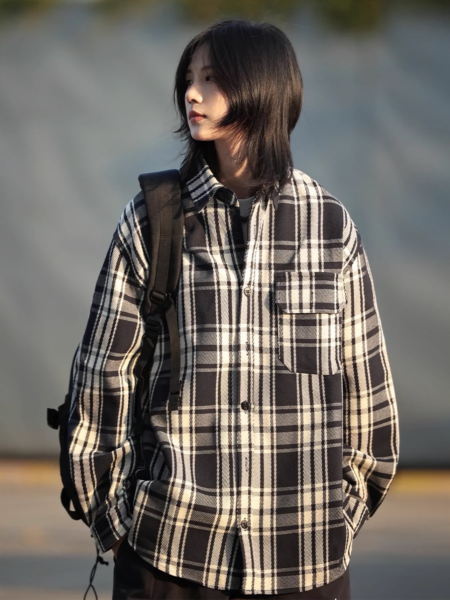 ルーズストライプチェックシャツ / Loose Striped Check Shirt