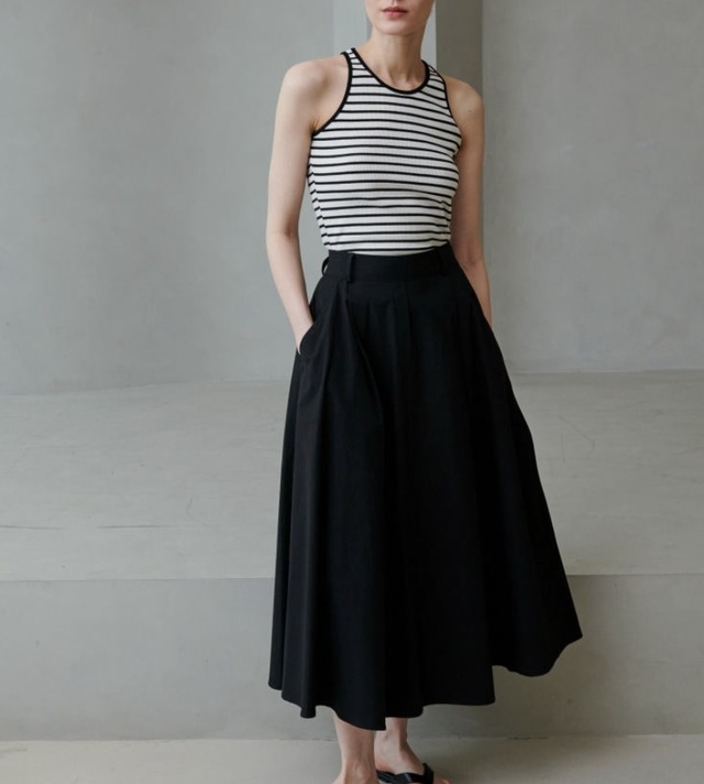 コットンAラインハイウエストフレアスカート