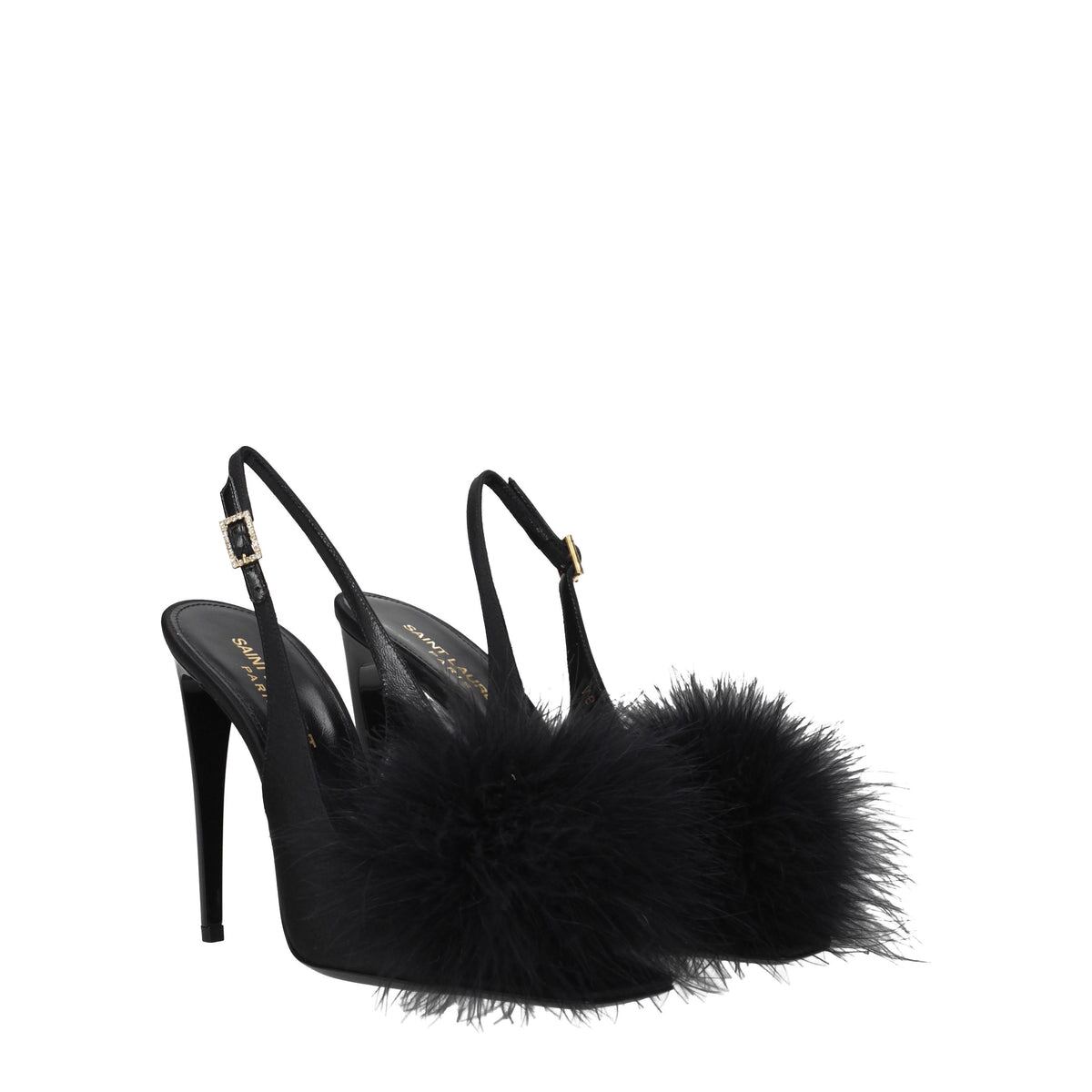 【新品】SAINT LAURENT サンローラン レディース サンダル サテン ブラック 7175641UU001000