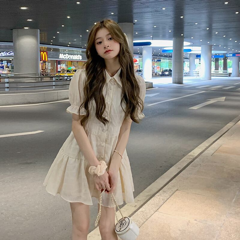 シャツ ドレス サマースタイルウェストAラインショートスカート 大人ガーリー スウィート キュート カジュアル 夏物 モンロー78097799828