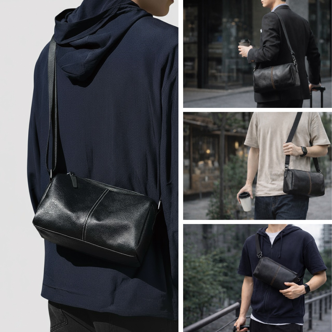 BASIC AGAIN] ショルダーバッグ メンズ 本革 レザー 小さめ コンパクト 