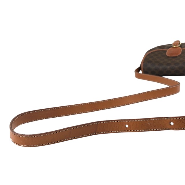 CELINE セリーヌ マカダム ショルダーバッグ ブラウン PVCレザー フロントバックル vintage ヴィンテージ オールド atr5pb