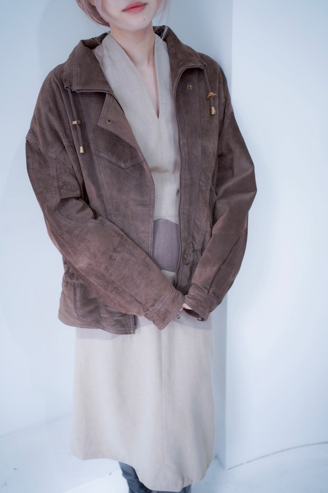 leather zipup blouson