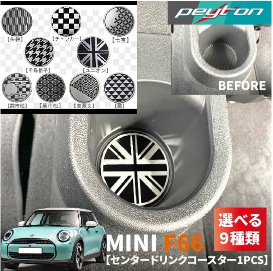 MINIミニF66 3ドア4代目2024年6月~センタードリンクコースター1PCS【9種類の柄から選べます!】