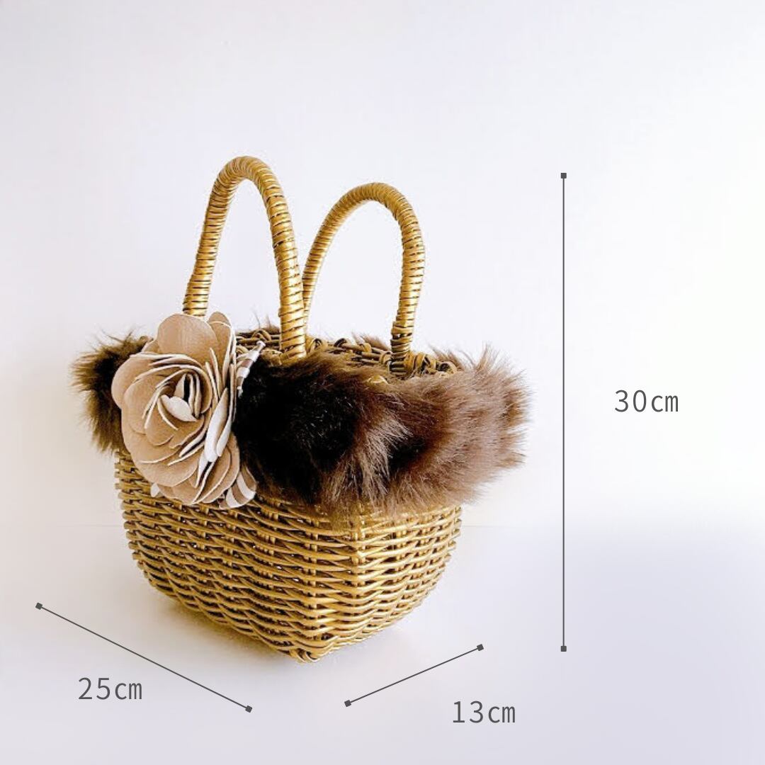 オシャレ☆かわいい☆SAZABY】カゴバッグファー付きハンドバッグ