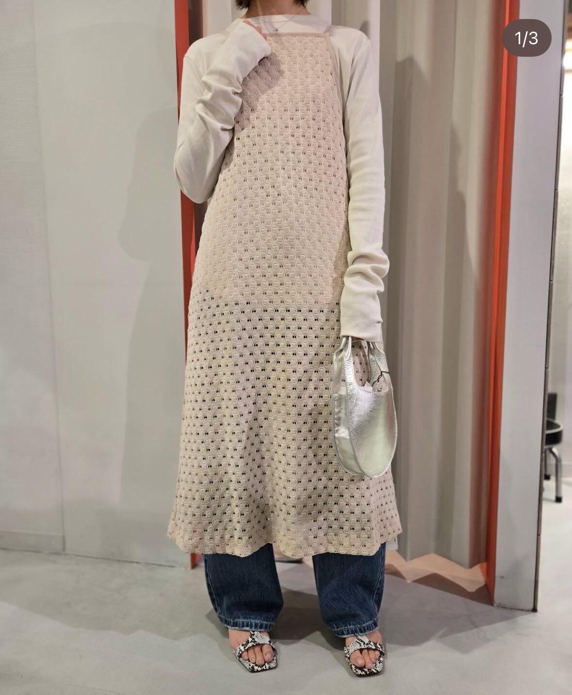 Manon ネイビー リネン複合ポプリン ワンピース Manon ネイビー リネン複合ポプリン ワンピース ワンピース