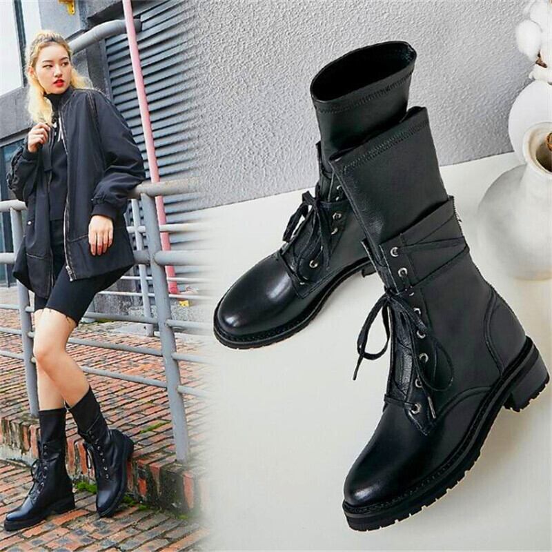【新作】【送料無料】 パーソナライズされた女性のハイヒールのブーツは、厚底のレースアップブーツを増やします黒のフリースブーツ冬の女性のファッションブーツ ブラック 靴 シューズ ウィンター 冬物 10b393545307749