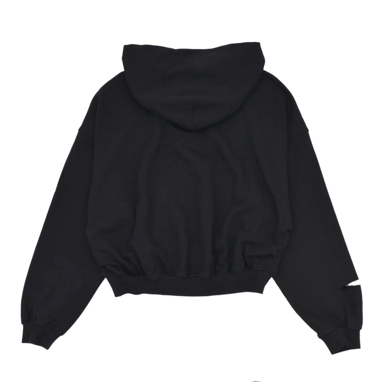 【WE11DONE】BLACK REPAIRED ZIP-UP HOODIE - 2