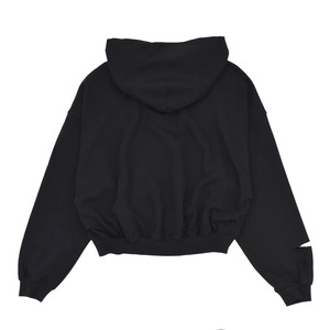 【WE11DONE】BLACK REPAIRED ZIP-UP HOODIE