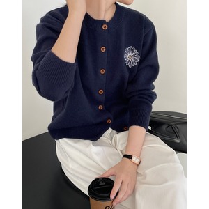 floral embroidery knitted cardigan m0195