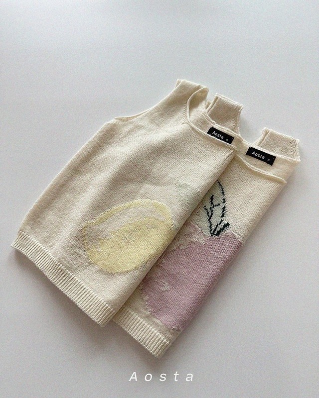 【取寄】aosta｜knit fruit vest｜ニットフルーツベスト｜S-L｜baby&kids｜26 summer