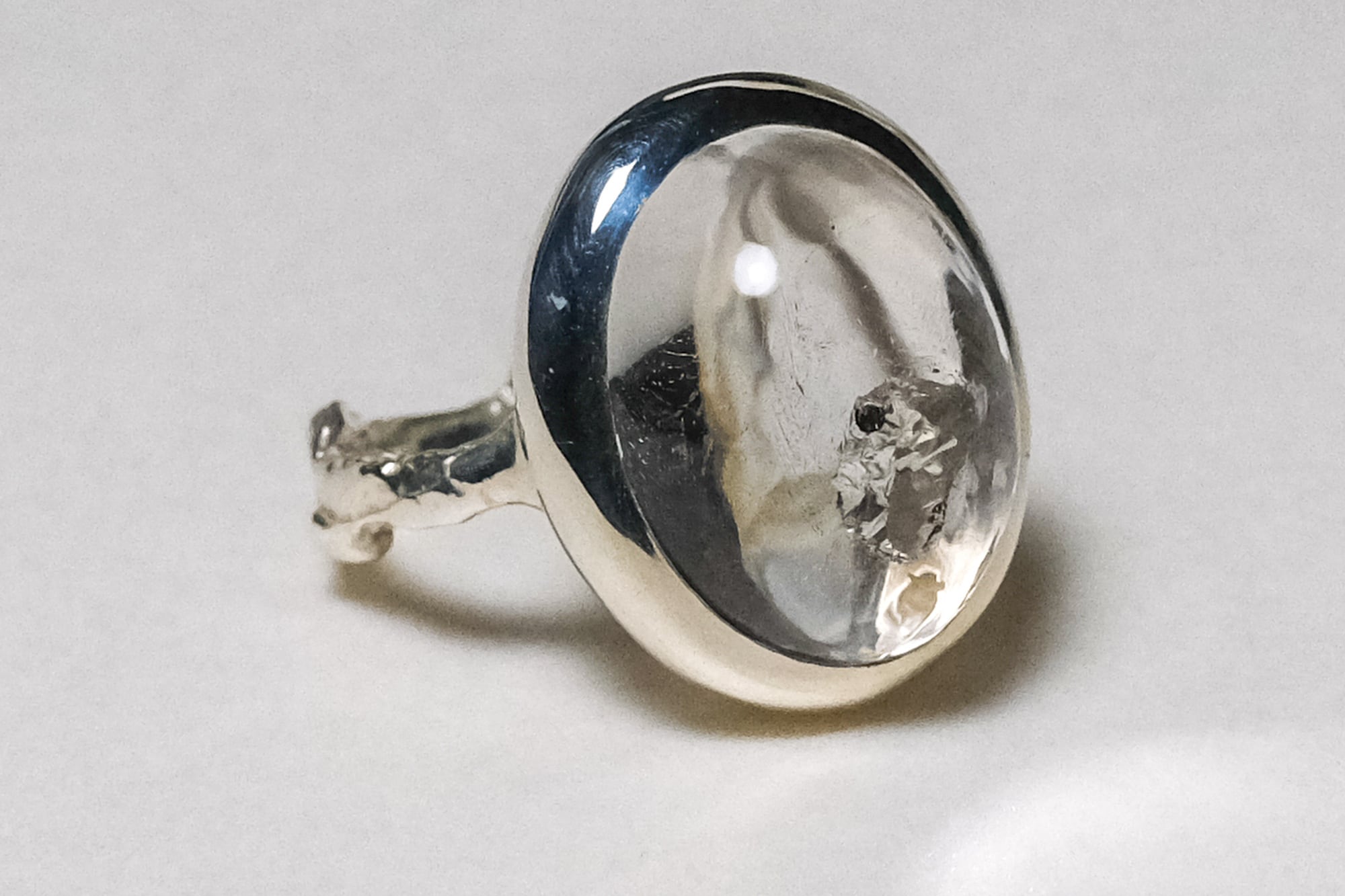 狭間 水入り水晶 リング silver no,373