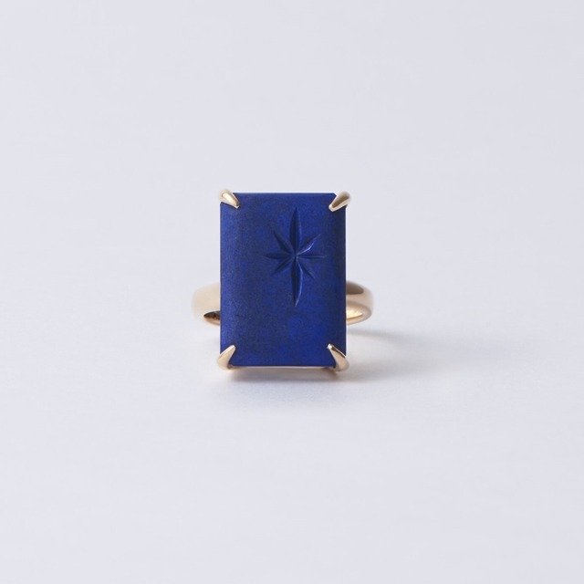 【One of a kind】Rectangle ring / Lapis Lazuli x 10KYG