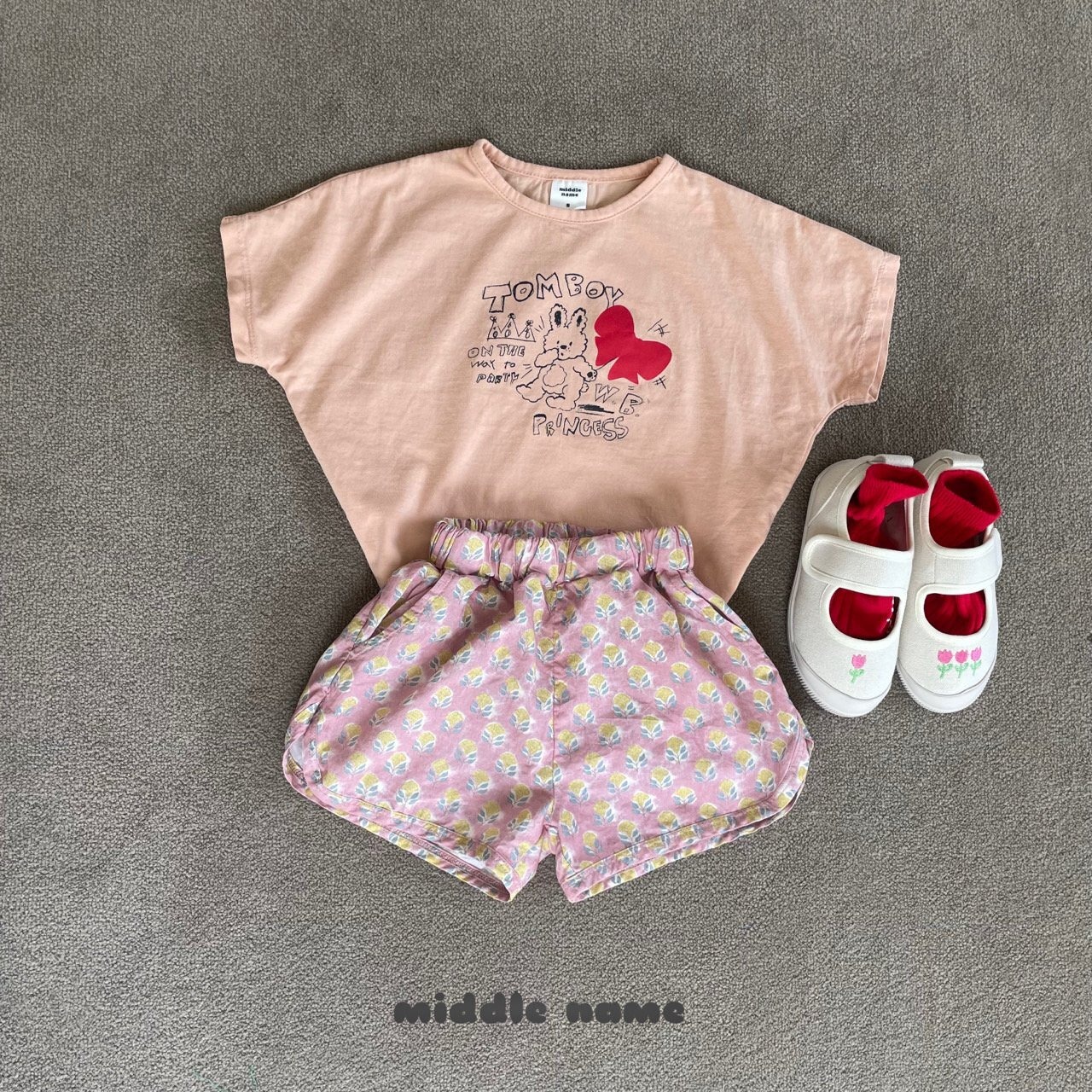 【middle name】ビンテージフラワーショートパンツ 90〜110cm ピンク【240431】 - 7