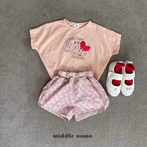 【middle name】ビンテージフラワーショートパンツ 90〜110cm ピンク【240431】