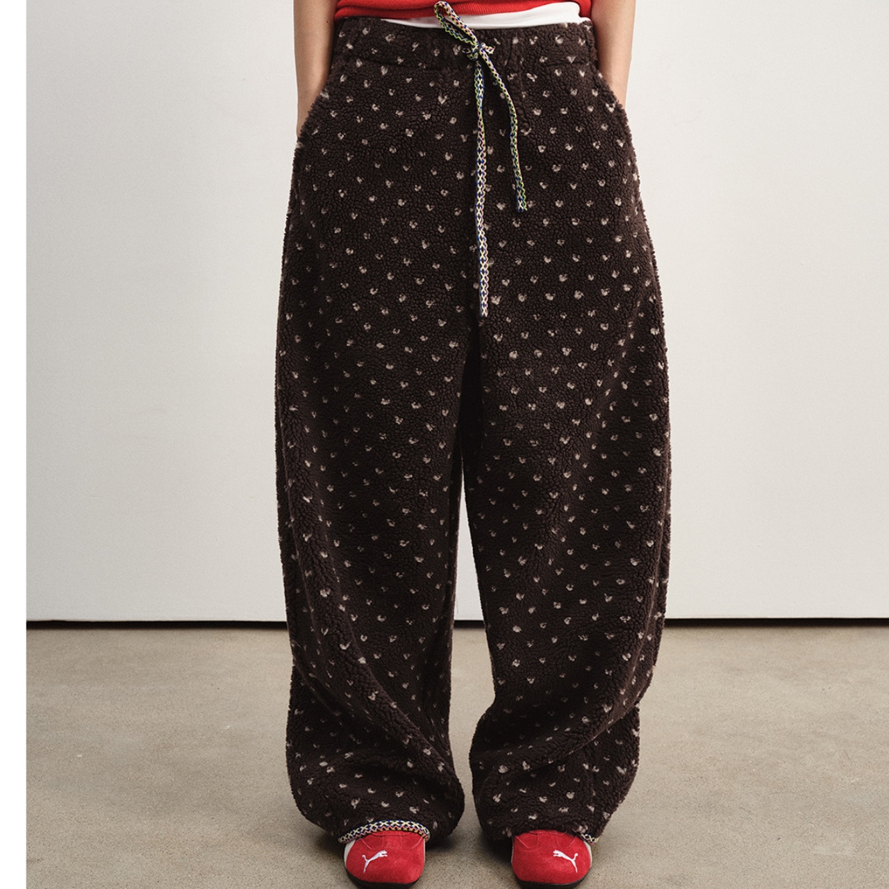 Dot Knit Fleece Pants T3942