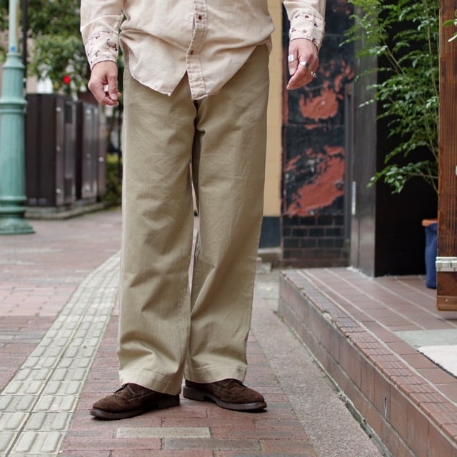 1960s US ARMY Cotton Khaki Trousers / 60年代 米軍 ジップアップ