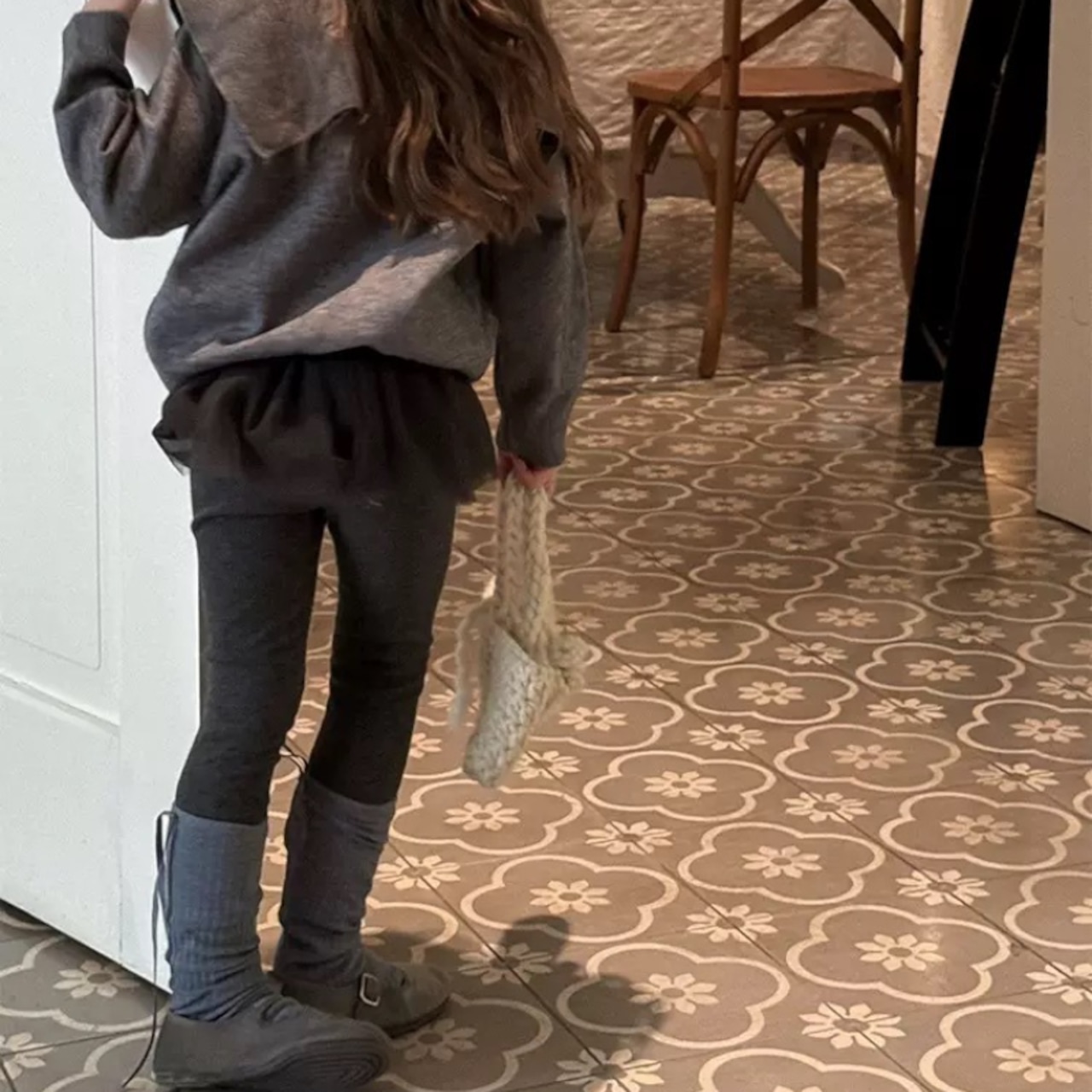 秋チュール切り替えレギンス