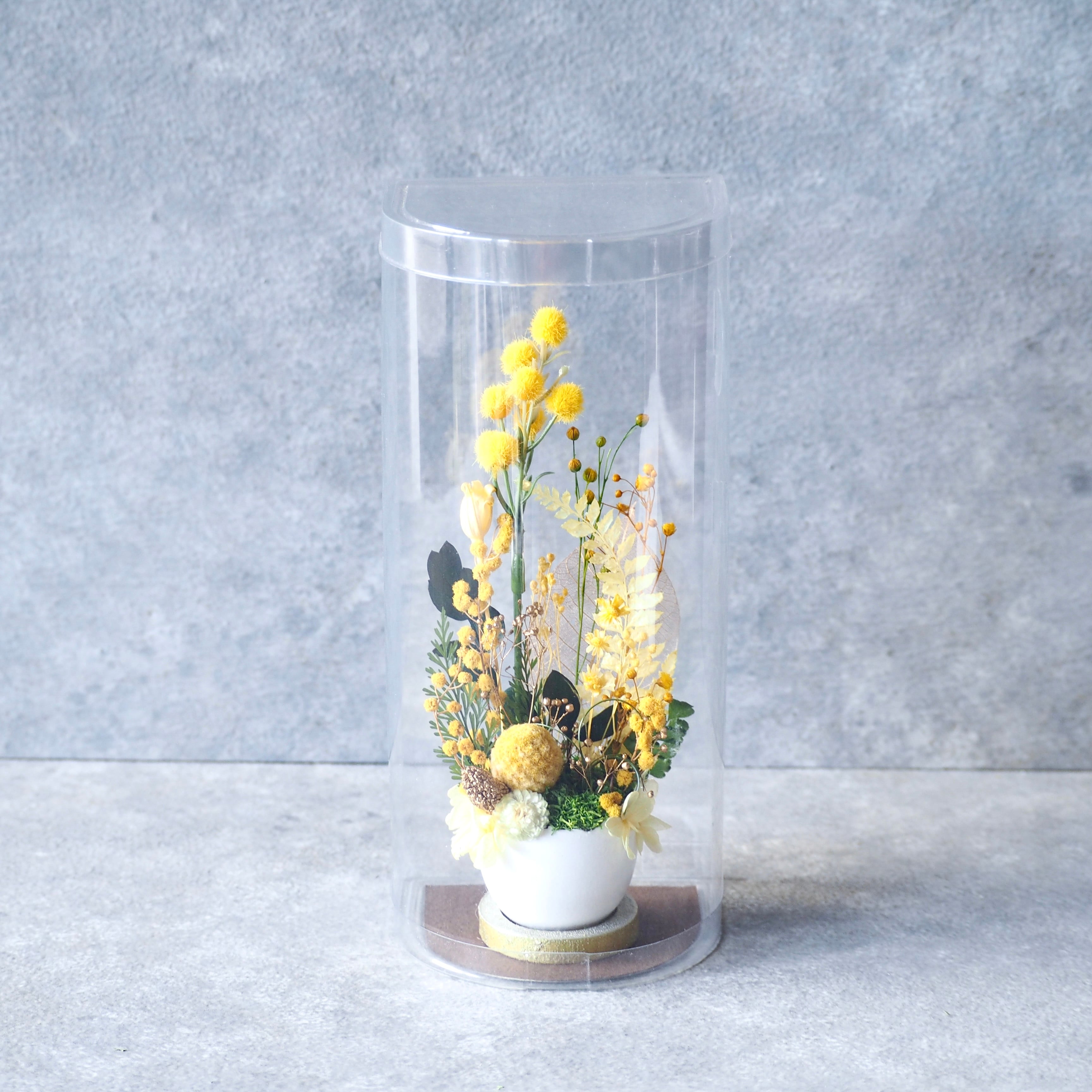 卵に眠る箱庭『春の野原/ミモザ』 | 花のインテリア工房「銀世界」