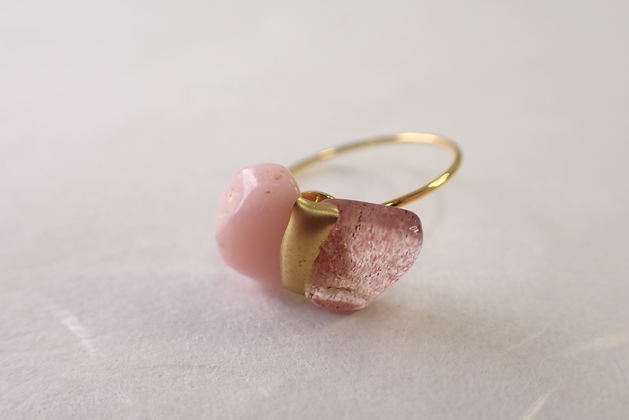 金継ぎリング(クォーツァイト×ピンクエピドート)   [C2‐280]