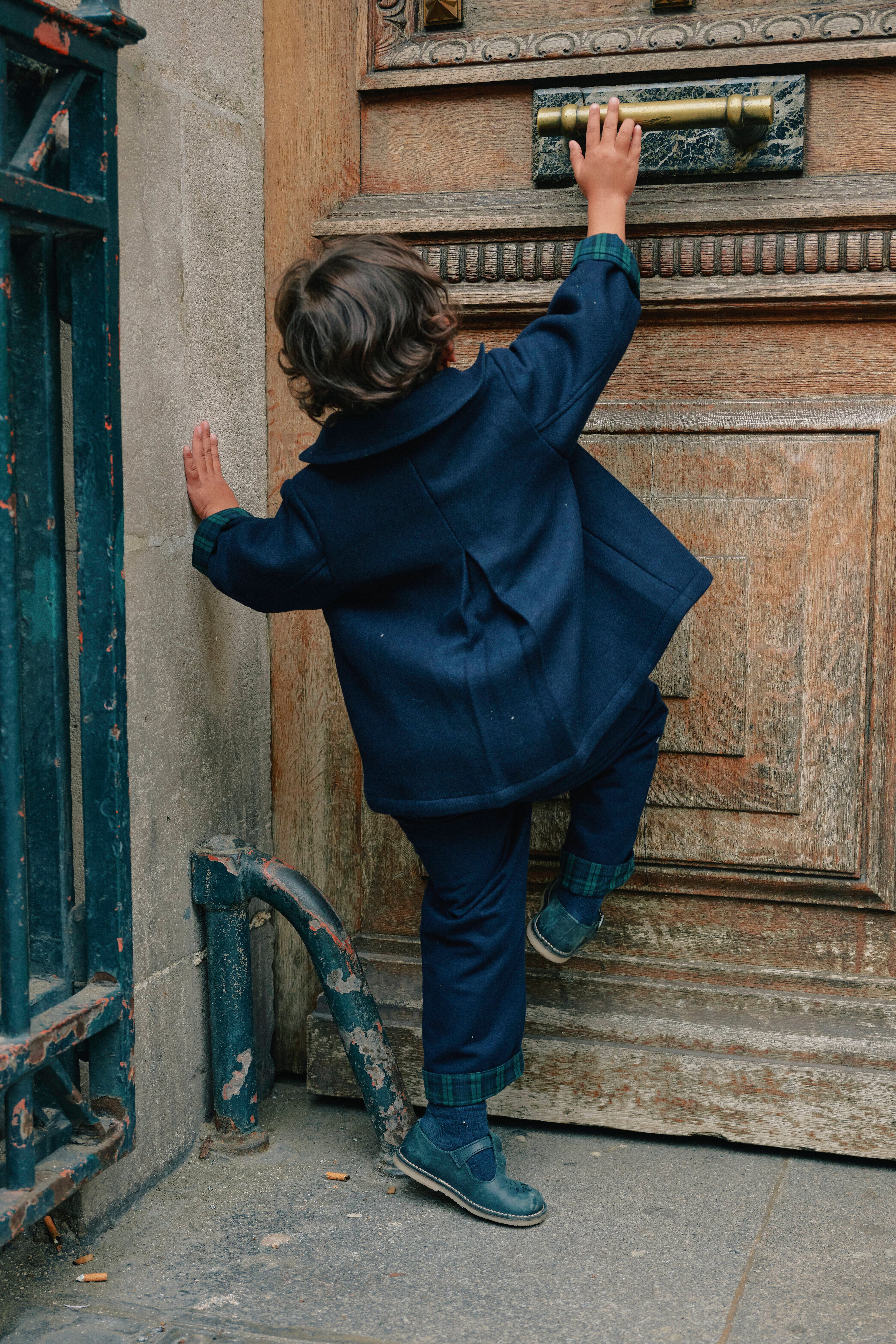 【予約/送料無料】18m-4y / Pants LEBON - blue reversible / Maison Marelle
