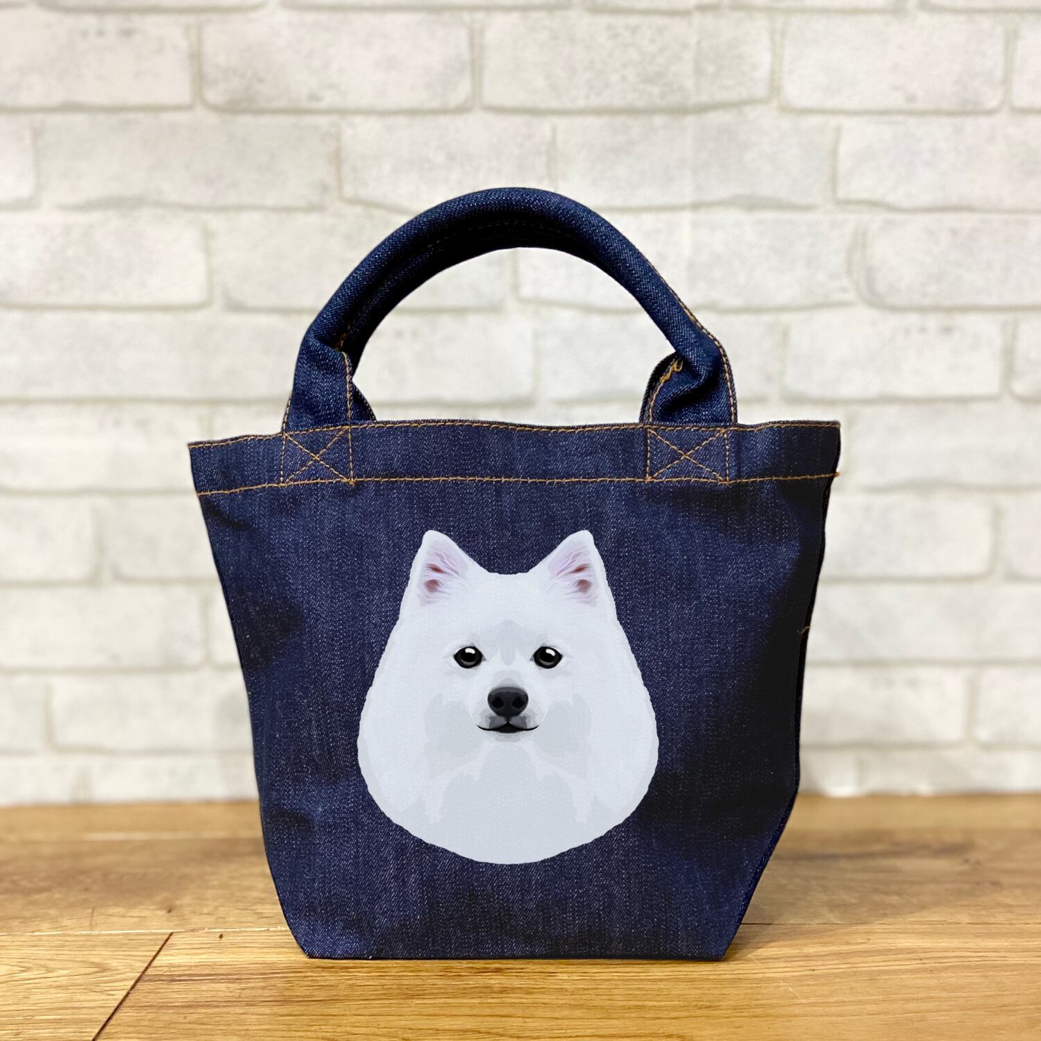 スピッツ 毛色1色 オリジナル ミニデニムトートバック うちの子 犬 ペット Dog Corgibrothers