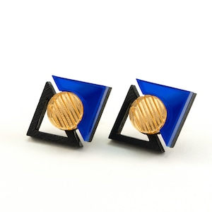 MYSTIC FORMS  FORM068 KHUFU I Stud Earrings - Blue, Gold