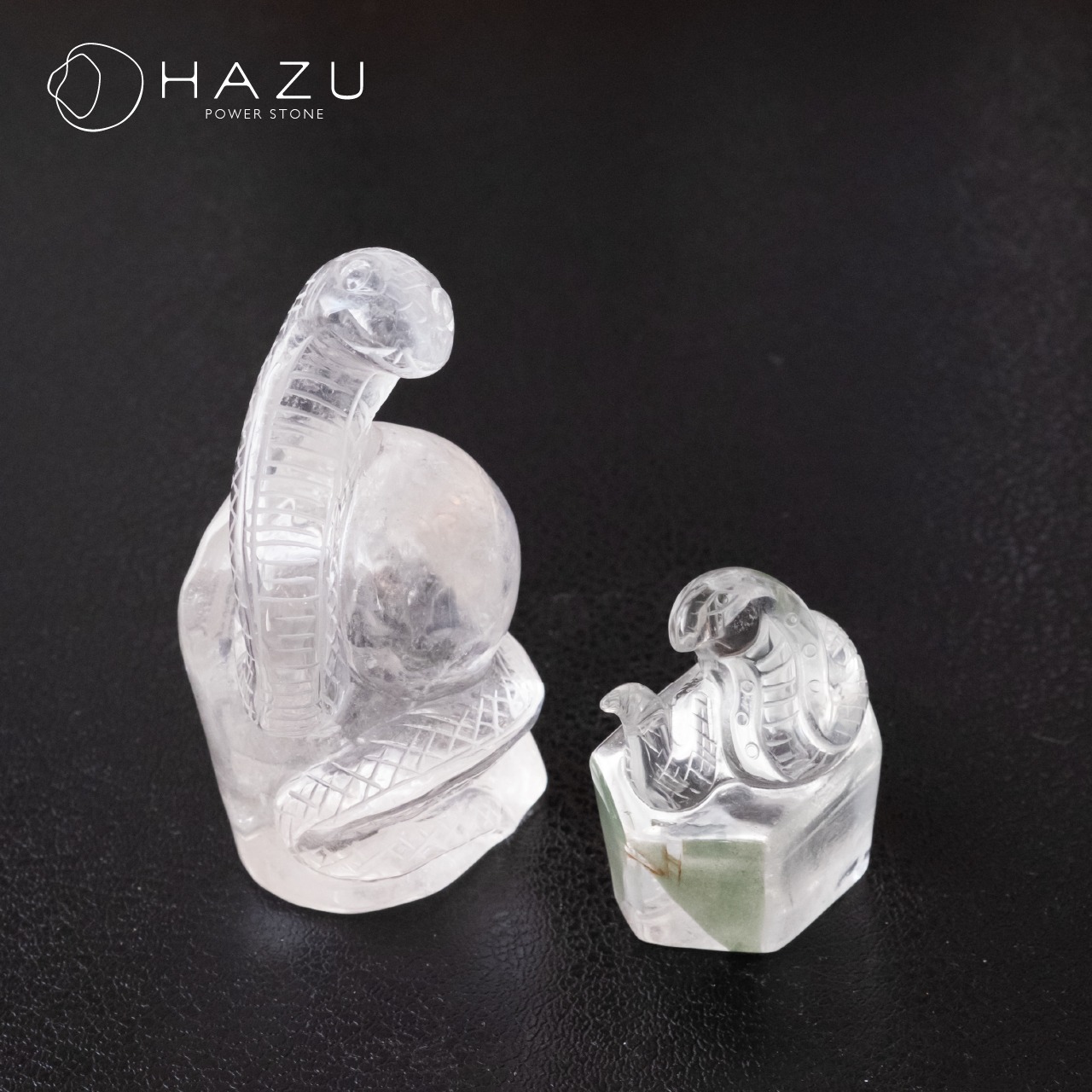 【一点もの】水晶の蛇彫（クォーツインクォーツ虹入り）