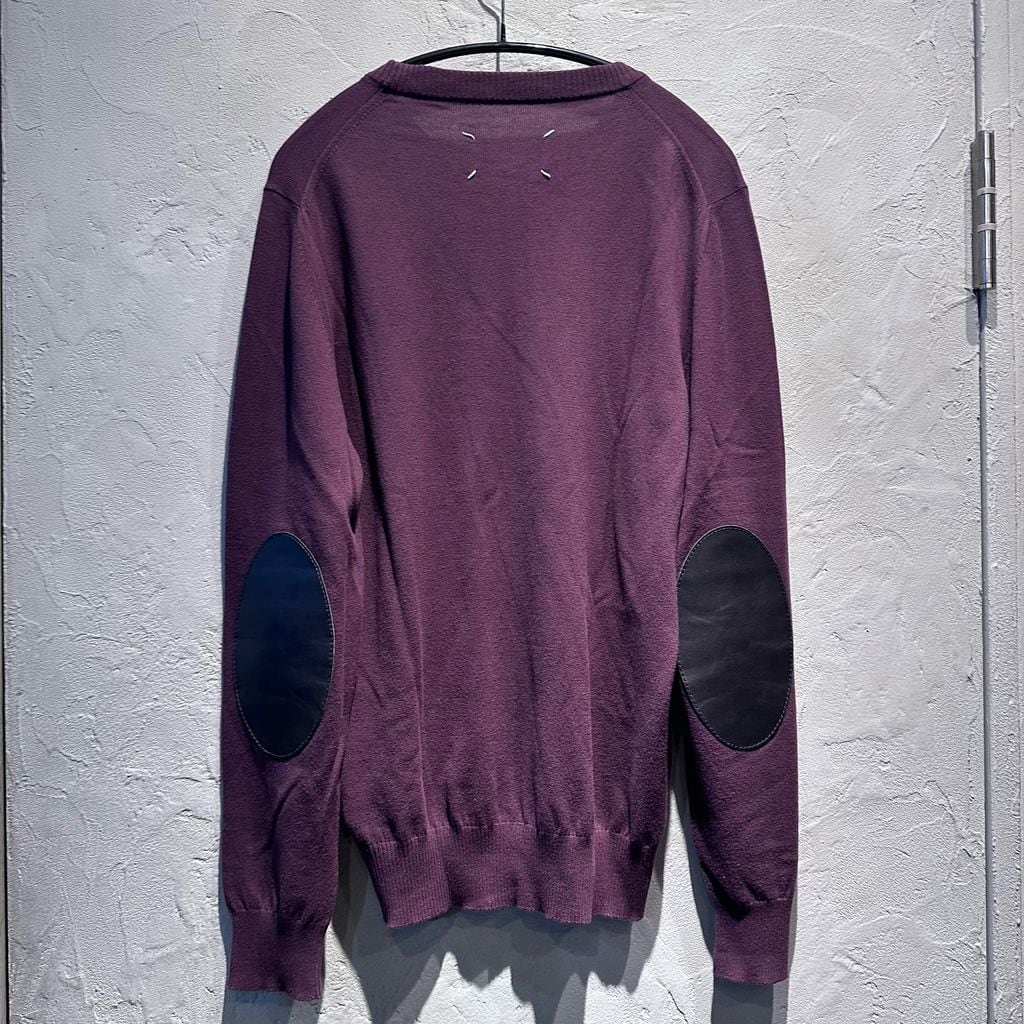 Maison Margielaマルジェラニットエルボーパッチパープル　M Maison Margielaマルジェラニットエルボーパッチパープル18SS