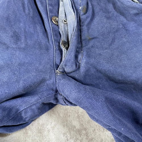 40-50s フレンチワーク Metis リネン インディゴ ブルー パンツ 詳細写真5